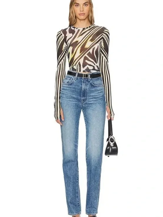 AFRM Kaylee Top in Zebra Lime (S) - Picture 2 of 3